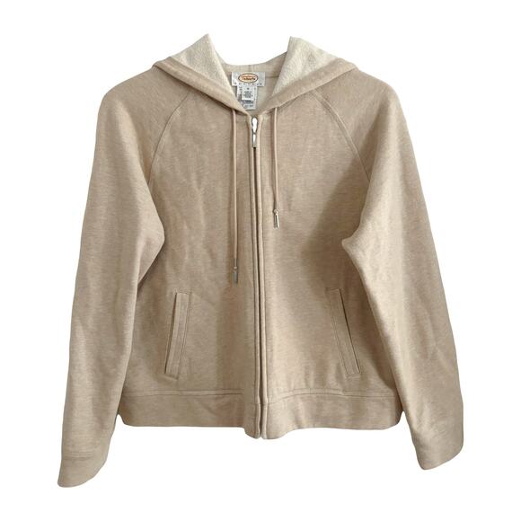 Talbots Heathered Tan Zip Up Hoodie Sz M Petites  - Picture 1 of 7